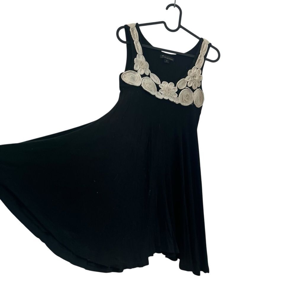 Twentyone Black Floral Embellished Mini Dress M Sleeveless USA Boho Eclectic - Picture 3 of 8